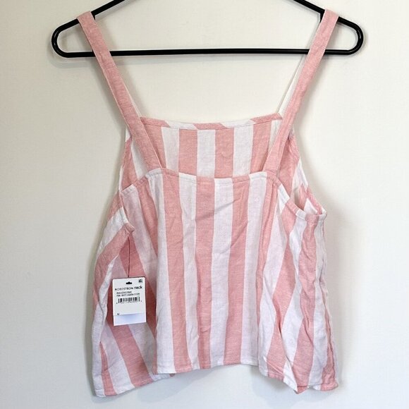 NWT Abound by Nordstrom Linen Blend Tank Top in Pink & White Cabana Stripe - M - Picture 6 of 6